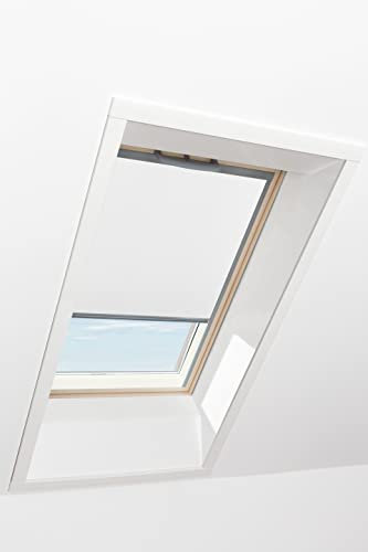 Original Roto Verdunkelungsrollo ZRV - Nahezu vollständige Verdunkelung - Führungsschiene Silber - Für Dachfenster der Baureihe Q - Größe 134/160 | 13/16 - Stofffarbe Weiß