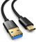Cable USB C de 0,3 m, 10 Gbit/s (1,25 GByte/s), USB 3.2 Gen2 (3.0, 3.1), cable de carga y datos USB tipo C, negro