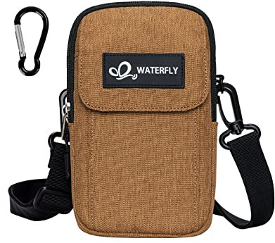 WATERFLY Bauchtasche Gürteltasche Hüfttaschen Handytasche: Kompakt Klein Multifunktional Gürtel Tasche mit Karabiner für Damen Herren EDC Camping Wandern Klettern Reisen Jagd Angeln Dunkelgelb