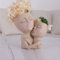 TITA-DONG Pot de Fleurs pour Le Visage, Pots de Fleurs Amusants à Double Tête, Pots de Fleurs Doubles en Un pour Plantes D'intérieur et D'extérieur, Pot de Tête en Résine avec Trou de Drainage(Kaki)