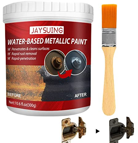 LINGJIONG 300g Metall Rostlöser Farbe | Rostumwandler Metallics-Lack Mit Bürste | Rostlöser Auf Wasserbasis | Rostschutz-Schutzbarriere Für Metall-Möbel-Mäher-LKW-Werkzeuge