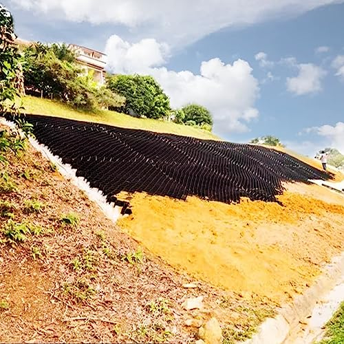 ERRULAN Kiesgitter Ground Grid Polyethylen-Gitter, Hang-Gitter Erosionsschutz, 2 Zoll Tiefe Kies Auffahrt Gitter Flach-verriegelt Gras Pflaster, Schwarz (Color : WxH, Size : 4x9 m/13x30 ft)