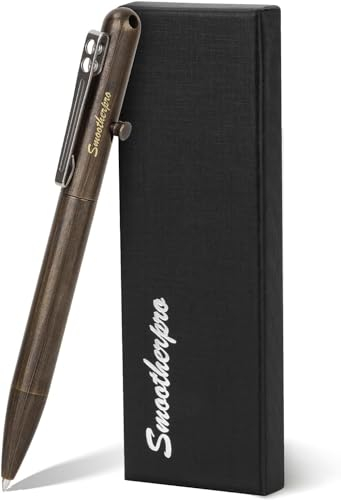 SMOOTHERPRO Massivem Messing Kugelschreiber | Edelstahl stift | Kompatibel mit Parker Minen | für EDC Büro Schule Business (SP02BK) | Farbe Schwarz