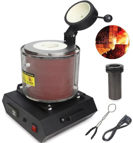 GEJLELDS 1KG 2KG 3KG 2102 ℉ Horno de fusión de Oro Digital con Ajuste de Temperatura 110V / 220V Metales Preciosos Fundir Plata Cobre Estaño Aluminio,3KG