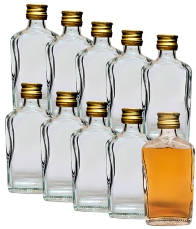 DIAH DO IT AT HOME Glass Flask Bottle 50ml with Gold Lid Screw Caps for Liqueur DIY Wedding Gifts 10 pcs.