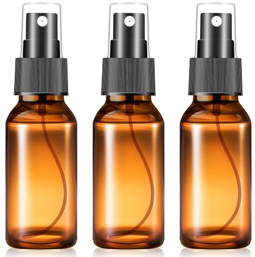 ACWOO Botellas de Spray de Vidrio Ambar Vacías, 3 x 50ml Reutilizables Pulverizador Cristal, Botella De Aerosol Vacío Atomizador, Botella de Spray de Viaje Ambar, Botellas Aerosol Vacío Vidrio