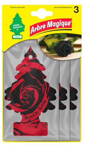 Arbre Magique, Profumatore Auto, Fragranza Black Rose, Profumazione Raffinata e Vellutata, Durata fino a 7 Settimane, Made in Italy, Formato Multipack da 3 Pezzi