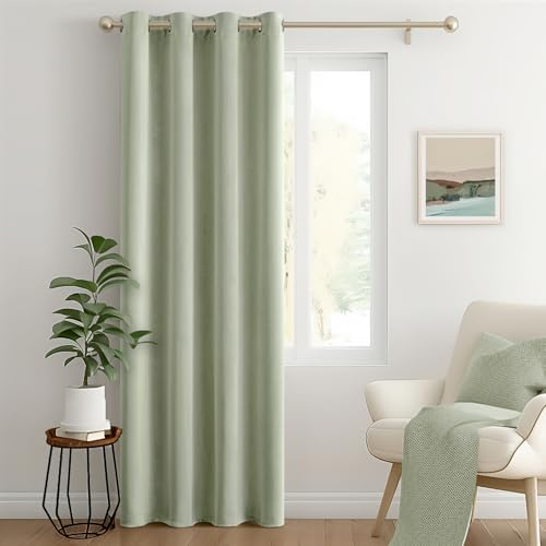 MIULEE Verdunklungsvorhang Salbei Grün Blickdichte Vorhänge mit Ösen 1 Stück H 225 x B 140 cm Tür Gardinen Abdunkelnde Wohnzimmer Schlafzimmer Blackout Curtain