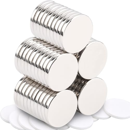 MIN CI 50Pack Small Strong Magnets, 15x2mm Neodymium Magnet Round Magnete for Crafts Magnet Adhesive Mini Fridge Magnets Stick On Magnete Whiteboard Office Industrial Flat Magneten Thin Strong