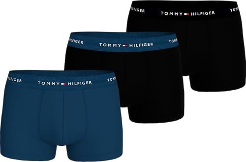 Tommy Hilfiger Men’s 3 Pack Trunks with Stretch, Multicolor (Dp Ind/Dp Ind/Blk), XL