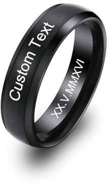 MeMeDIY Personalisierte Edelstahl Ringe Ehering mit Eingraviertem Namen Datum und Text Paarringe/Drehbare Ringe für Herren/Verlobungsringe für Verlobte/Freund-Style D3-8#