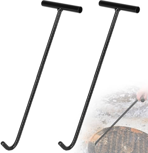 DBREAKS 2 Stk Kanaldeckelheber 80cm T Schachthaken mit Gewinde | Hebt Gullideckel und Schachtabdeckungen rückenschonend, T-Haken mit Gewinde, 2er-Set, Länge 80cm