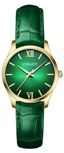 VXFAIZY Damen Einfachheit Uhr Wasserdicht Casual Armbanduhr für Frauen(Grün)