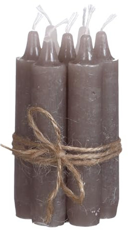 Stabkerze 7er Set, Durchgefärbt, Rustikale Tafelkerze, Leuchterkerzen, hohe Kerze, Deko 11 x 2cm grau schlamm TAUPE