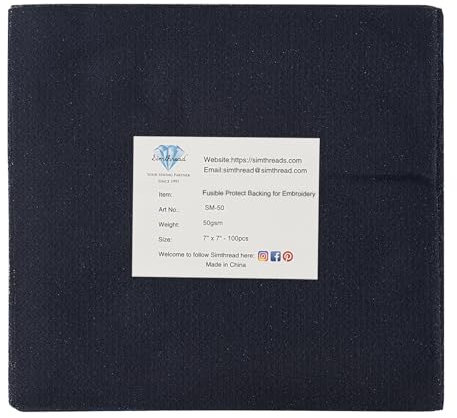 Fusible Iron-on Embroidery Backing Protect Flexible Knit Mesh Black Interfacing - 7 x 7, 100 Precut Sheets, Prevent Scratchy Itchy from Embroidery Stitch