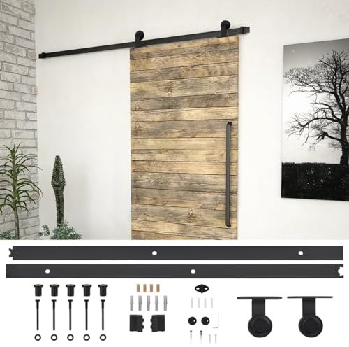Brokky Kit de Fixation pour Porte coulissante 200 cm Acier Noir,Abris De Jardin,Abri De Stockage pour Jardin,Abri D'Outils De Jardin