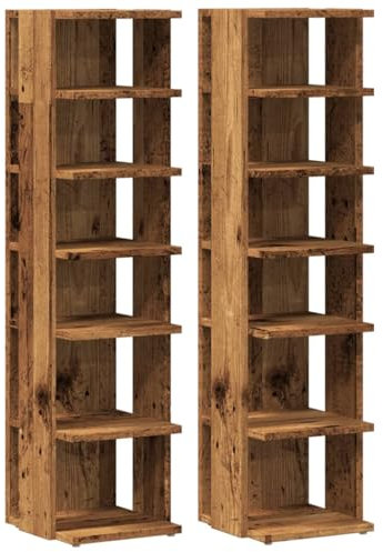 vidaXL Schuhschrank 2 STK., Schuhregal mit 6 Regalfächern, Schuhständer für Eingangsbereich Flur, Schuhablage Schuhaufbewahrung, Altholz-Optik Holzwerkstoff