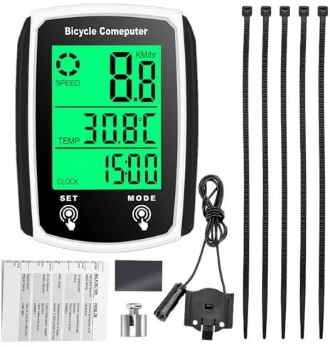 Bike Computer, 19 Functions IP54 Waterproof GPS Speedometer Odometer, Wired Cycling Computer Touch Screen with LCD Backlit Touch Screen, Men Universal Cycle Computer Bike Speedometer