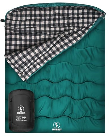 FORINBUY Winter Doppelschlafsack aus Flanell für Erwachsene – Schlafsack 2 Personen Outdoor Warmer Deckenschlafsack, Queen Size – Ideal für Familien Camping und RV-Reisen 230 * 150CM