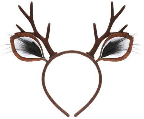 MorLuks Serre Tete Renne, Serre-tête Bois de Cerf avec Oreilles, Cerceau Bandeau Bois Renne, Renne Deguisement Accessoires pour Enfants Adultes Carnaval Halloween Cosplay