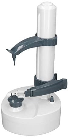 Pelador de patatas eléctrico, pelador de frutas, pelador automático de patatas, pelador de verduras giratorio, herramienta de pelado de cocina para verduras, funciona con pilas (Blanco)