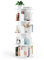 EXSELTMAN Libreria Girevole, Libreria Scaffale, Libreria Girevole 360 Gradi, 4 Livelli 16 Scomparti, Libreria Bianca, Libreria Verticale, per Soggiorno, Camera da letto, Ufficio 40x40x130cm