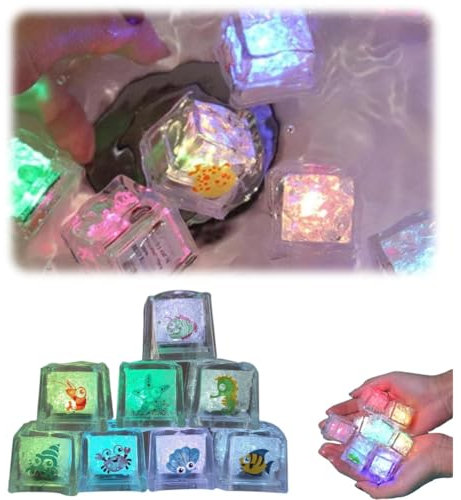 Leuchtendes Badespielzeug, Schwimmende Lichter, Flüssigkeitssensor, Badelichter, 8 Farben, wasseraktivierte Leuchtwürfel, Badespielzeug, Unterwasserdusche, für Pool, Bad, Spa, Geschenk