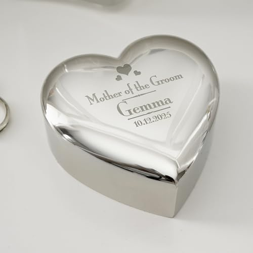 Custom Personalised Decorative Wedding Heart Trinket Box. Engraved, Wedding Gift, Mother of the Groom, Bridesmaid, Bride, Maid of Honour, Flower Girl, Mother of the Bride (Mother of the Groom)