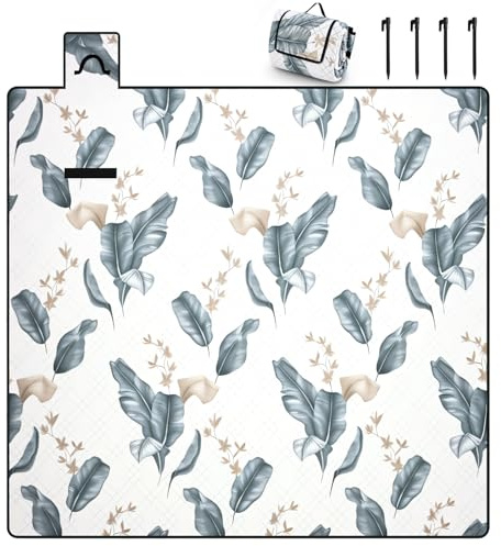 Tixexo Picknickdecke 200x200,picknickdecke wasserdicht wasserdicht Waschbar, isoliert stranddecke Sandfrei XXL,Bequeme leicht zu tragen für Outdoor, Camping, Strand (Grünes Blatt)