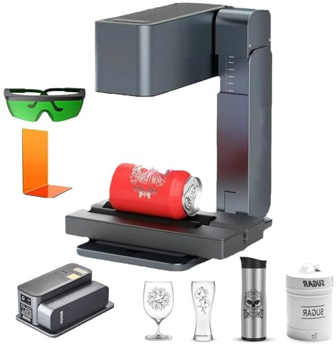 FHRKA Home Laser Engraver, Mini Desktop Laser Engraver Angle, Foldable DIY Engraver Tool Pre-Assemble All-In-One for Beginners