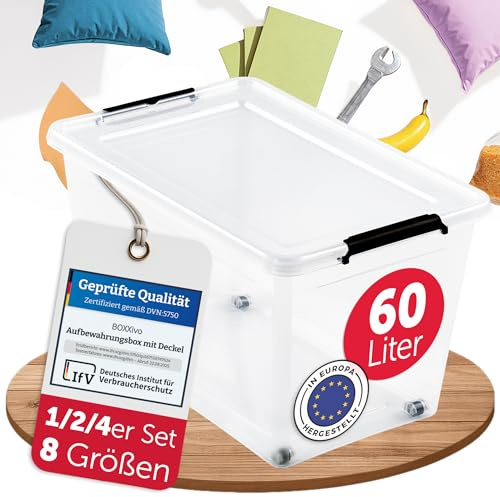 BOXXivo Aufbewahrungsbox mit Deckel 60l - BPA-freie & lebensmittelechte Boxen Aufbewahrung - Kisten Aufbewahrung mit Deckel - stapelbare & robuste Aufbewahrungsboxen - Box Aufbewahrung