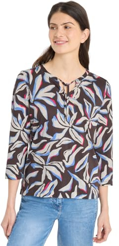 Cecil Shirt mit Split Neck und Print Macchiato Brown XXL