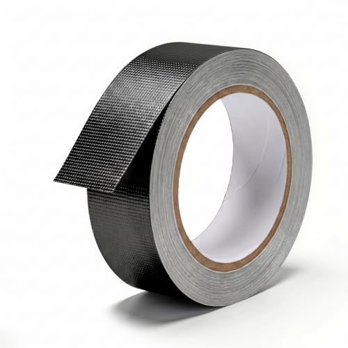 Aluminium Klebeband mit Glasfasernetz Schwarz Alu Klebeband 30mm x 20m | Auspuff Dichtband Selbstklebend Verstärkt, Hitzebeständiges Klebeband Wasserdicht für Rohrisolierung und Lüftung Rohre