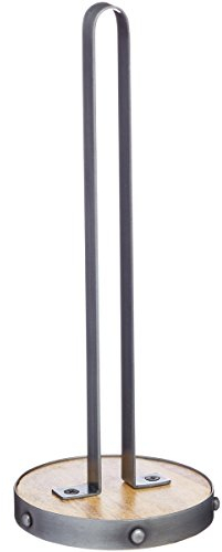 KitchenCraft Industrial Kitchen Metal / Wooden Kitchen Roll Holder, 31 cm (12)