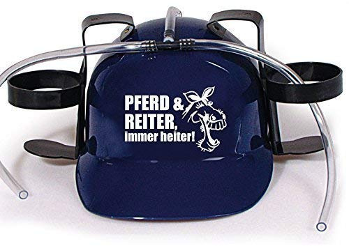 HSK Trinkhelm Spaßhelm mit Printmotiv - Pferd und Reiter Immer heiter - 11841 - versch. Farben zur Wahl Farbe blau