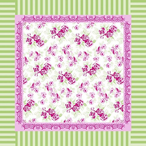Sovie Home Tischdecke Country LINE, Verspieltes Rosendesign mit grünen Streifen, Linclass® Airlaid, 80 x 80cm, 1 Stück, reißfest, hygienisch, saugfähig, dekorativ, elegant, Landhausstil