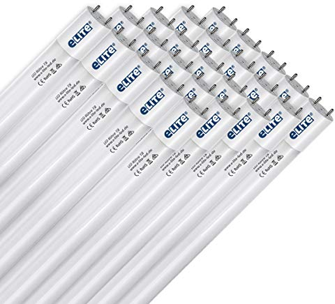 eLITe LED Röhre T8, 120cm, sehr hell, 2200lm, 17W, 865, 6500 Kelvin, Tageslichtweiß, 330 Grad, homogenes Licht, Glas, langlebig 50.000h, 5 Jahre Garantie, 26mm Durchmesser, inkl. Starter, 25 Stück