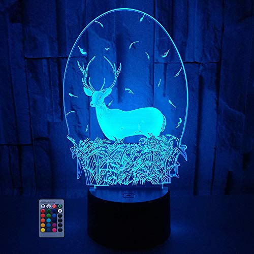 HPBN8 Ltd 3D Reh Lampe USB-Strom Fernbedienung 7/16 Farben Optische Täuschung 3D LED Lampe Formen Kinder Schlafzimmer Nachtlicht Geburtstag Weihnachten Geschenke