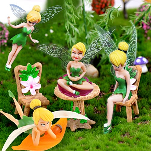 Fairy Garden Accessories Kit with Miniature Fairies 7 Piece Figurine & Table Chair Set