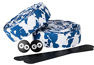 URBAN ZWEIRAD - Lenkerband - Reißfestes Rennrad Lenkerband inkl. Endstopfen und Klebestreifen - Lenkerband weiß/blau extra griffig - 2 x 200 cm x 3 cm - 3 mm Stärke