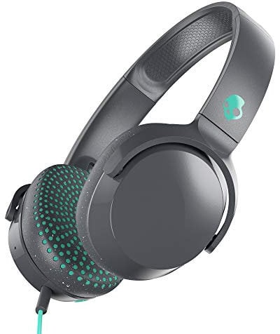 Skullcandy Riff On-Ear Wired Headphones, Microphone, Works with iPhone Android and Laptops - Grey