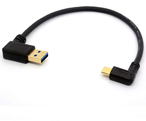 CentBest USB 3.0 90 º vers câble mâle de type C coudé vers la gauche/droite Cordon d'extension USB C plaqué or transfert de données câble de synchronisation(90°Type C-USB 3.0 A Right)