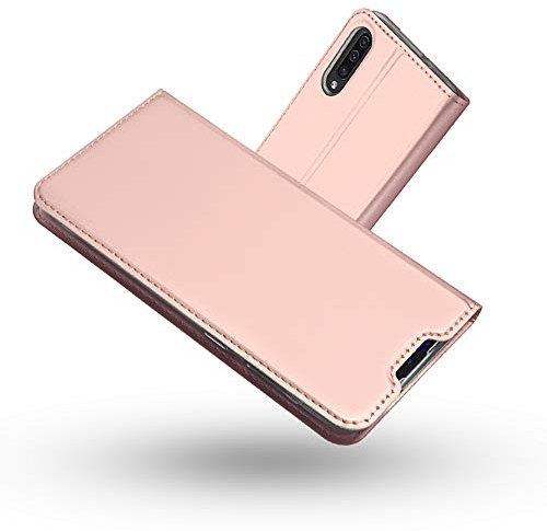 RADOO Coque Samsung Galaxy A50, Ultra Mince en Cuir PU Premium Housse à Rabat Portefeuille Coque Étui de Protection Bumper Folio à Clapet pour Samsung Galaxy A50 (Rose)
