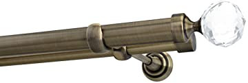 Sento 25/16mm Metall Gardinenstange Vorhangstange 2-läufig Messing Antik Classic 180 cm Carla
