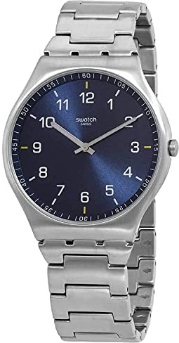 Swatch Unisex Analoger Quarz Uhr mit Edelstahl Armband SS07S106G, Silber