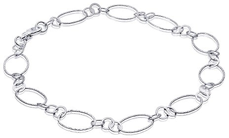 MATERIA Damen Collier Kette 925 Sterling Silber - Halskette oval lang große Glieder rhodiniert in Schmuck Etui K81-70 cm