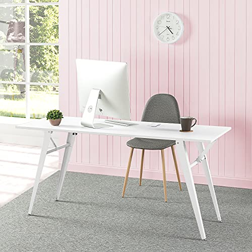 Zinus Lindy Desk Table 160x60x73 cm - Mesa de oficina plegable de metal - Mesa plegable multiusos - Blanco