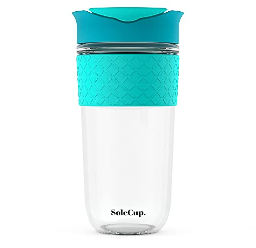 SoleCup. Large Travel Mug - Reusable Insulated Coffee Mug - 18oz/530ml BPA-Free Hot Drink Travel Mug with Lid & Silicone Band (Blue, 18oz / 530ml)