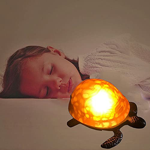 BOTOWI Tiffany Lampe,Tiffany Turtle Shape Tischlampe Nachtlampe,Buntglas Dekorative Lampenbeleuchtung,Kinderzimmerstudienlampe,E12/14,Braun