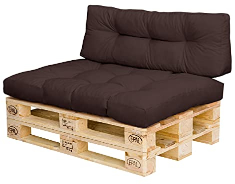 Royal Schneider Set Sitzkissen Rückenkissen Palettensofa Palettenpolster - 2er Set - 1Stk. 120x80 + 1Stk. 120x40, Farbe - Braun